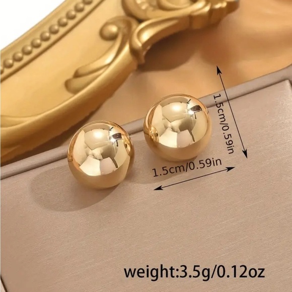 Fashion Minimalist Round Ball Earrings Everyday Wear Hypoallergenic Nickel-Free - Picture 3 of 3